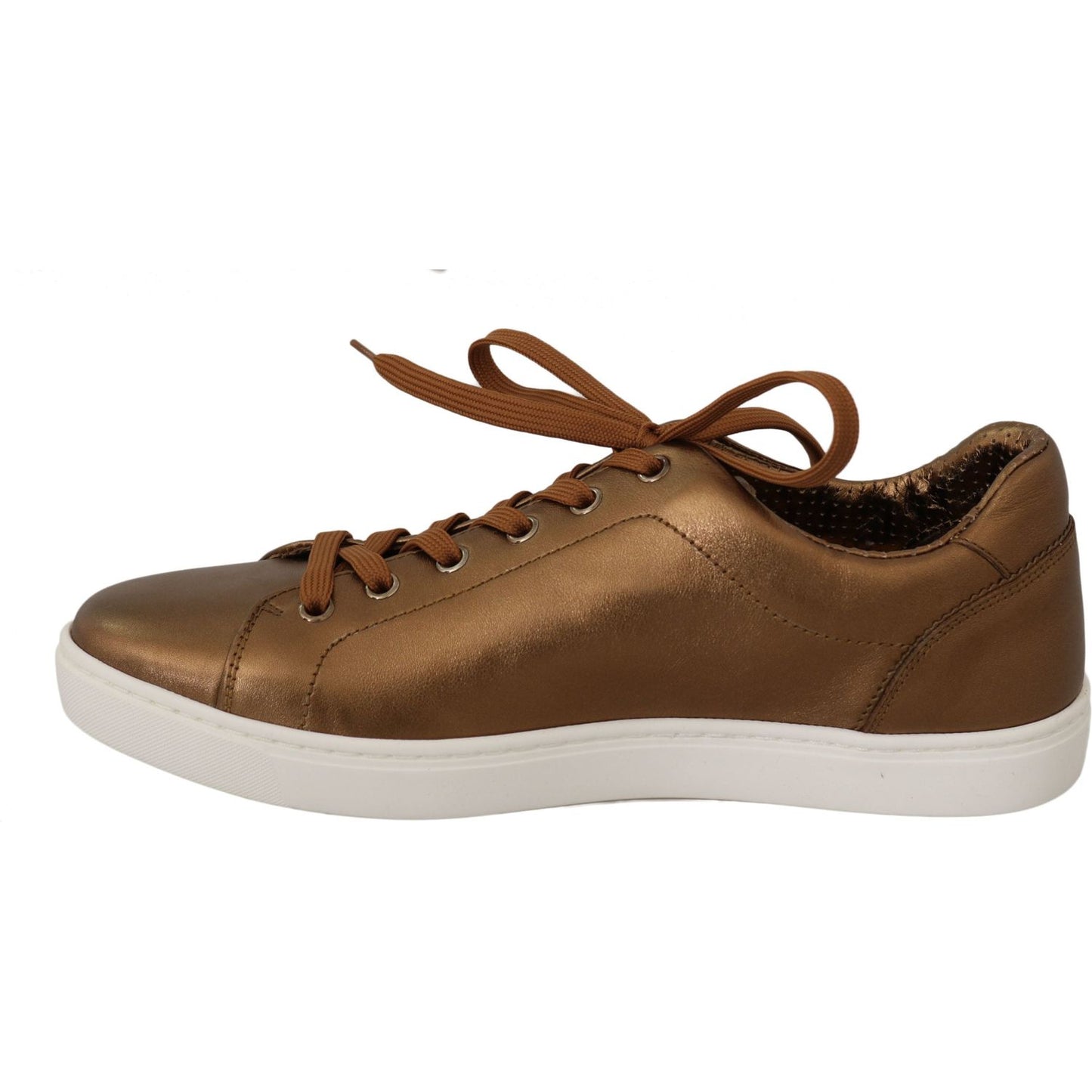 Dolce & Gabbana Gold Leather Mens Casual Sneakers MV2363-39