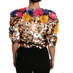 Dolce & Gabbana Crystal Sequined Floral Jacket Coat JKT2409-36