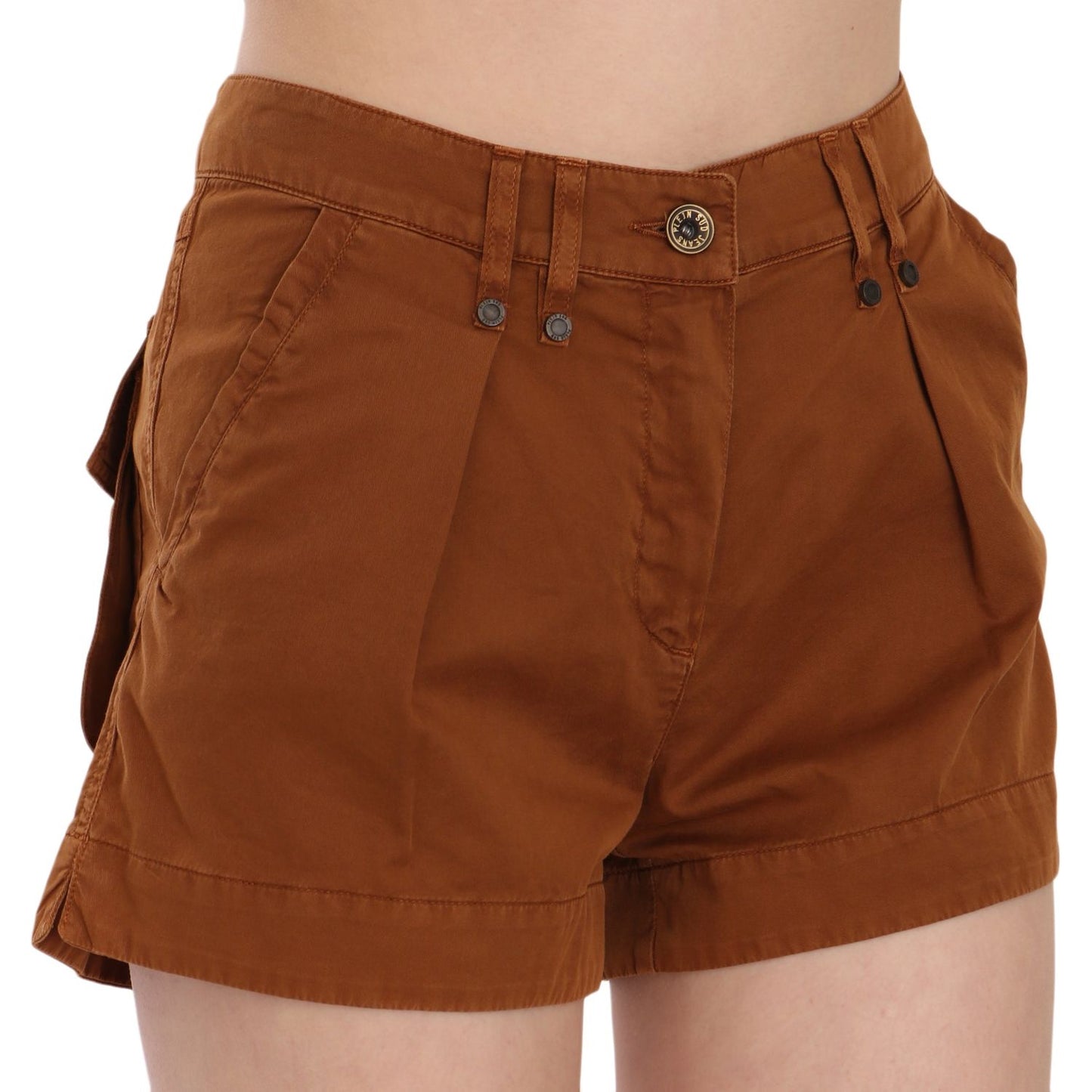 PLEIN SUD Brown Mid Waist Cotton Denim Mini Shorts PAN70250-38