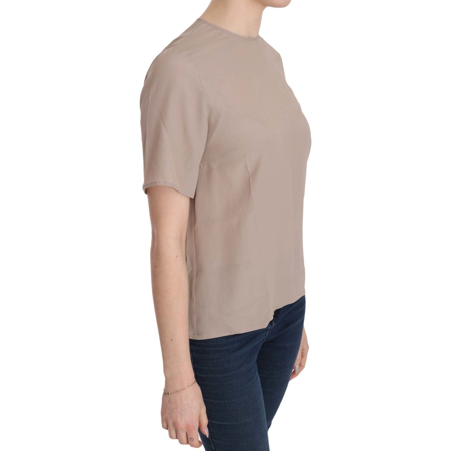 Dolce & Gabbana Beige Crew Neck Short Sleeve Blouse
