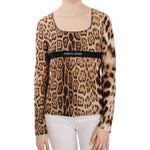 Roberto Cavalli Brown Round Neck Leopard Women Top Blouse TSH3671-46