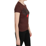 Exte Brown Hearts Printed Round Neck T-shirt Top TSH3419-42