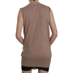 PINK MEMORIES Brown 100% Cotton Sleeveless Cardigan Top Vest TSH3458-42
