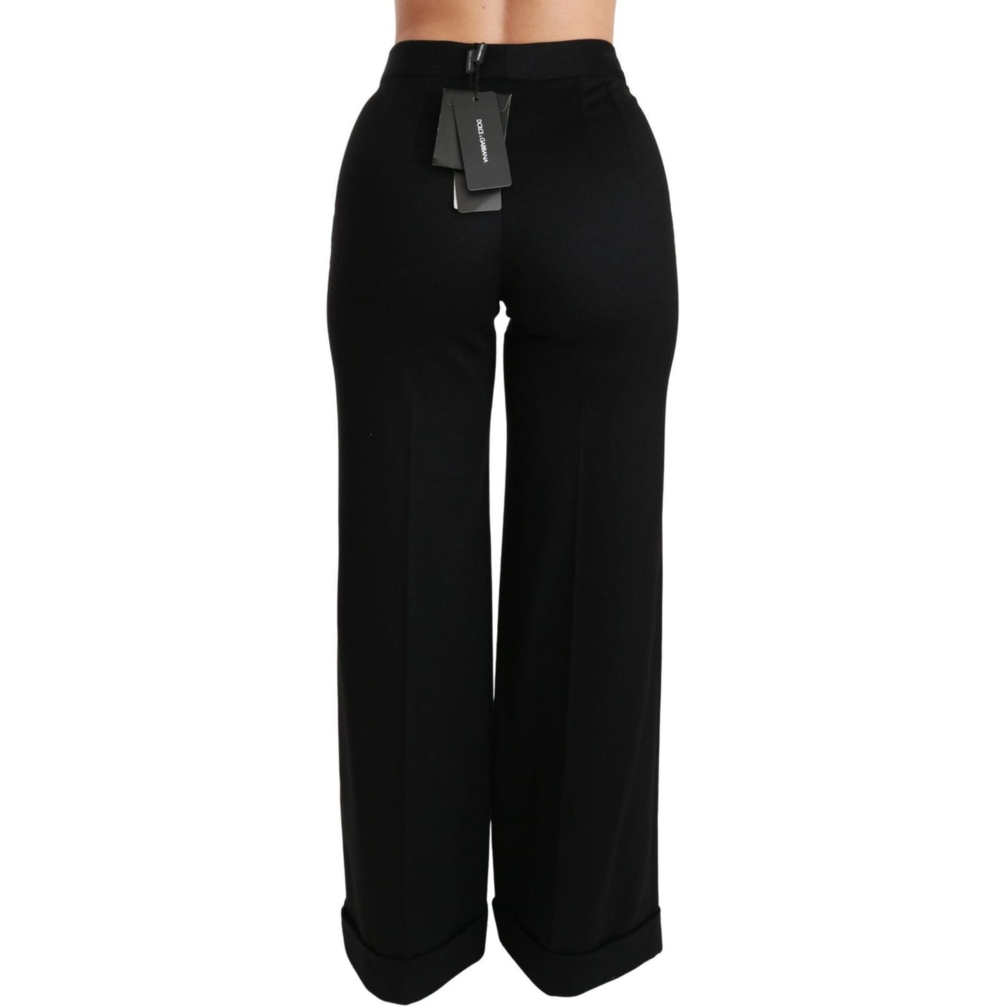 Dolce & Gabbana Black Wide Leg Flared Trouser Cashmere Pants Jeans & Pants