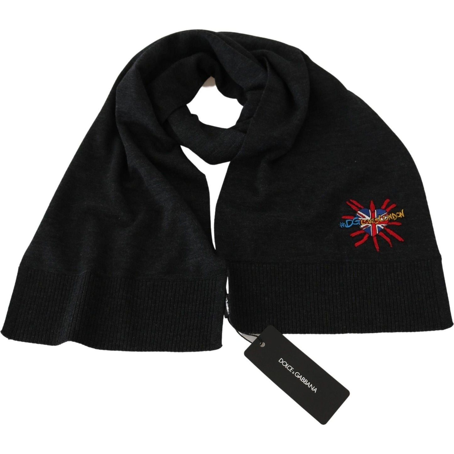 Dolce & Gabbana Gray #DGLovesLondon Wrap Shawl Wool Scarf MS5642