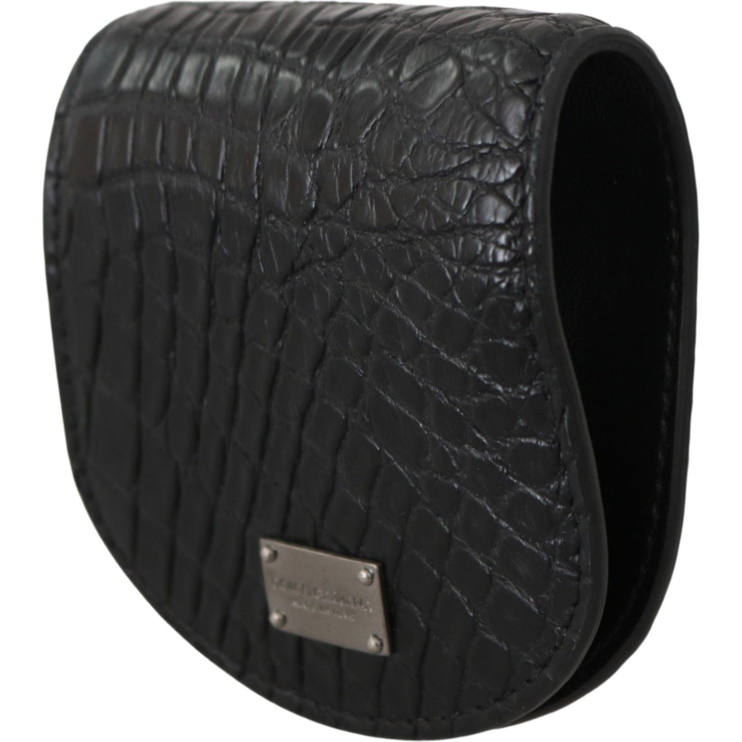 Dolce & Gabbana Black Exotic Skin Pocket Condom Case Holder VAS9359