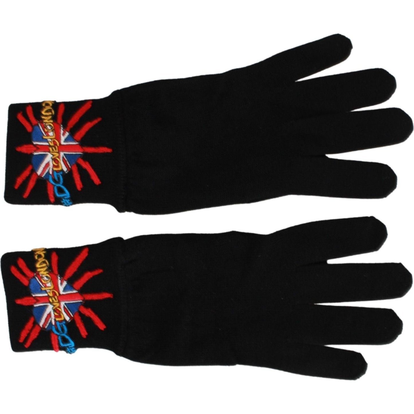 Dolce & Gabbana Black #DGLovesLondon Embroidered Wool Gloves 293990360551