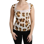 Roberto Cavalli White Brown Camisole Underwear Blouse TSH5184-40