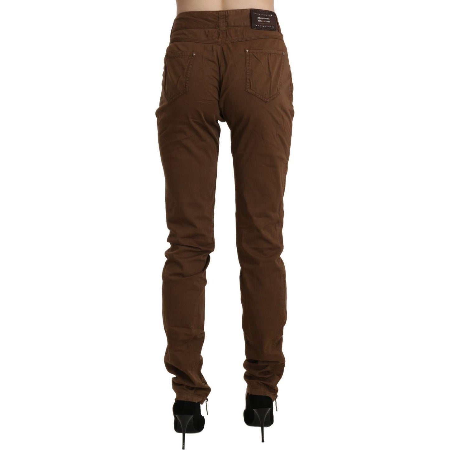 Ermanno Scervino Brown High Waist Skinny Trouser Cotton Pants PAN71138-44