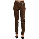 Ermanno Scervino Brown High Waist Skinny Trouser Cotton Pants PAN71138-44