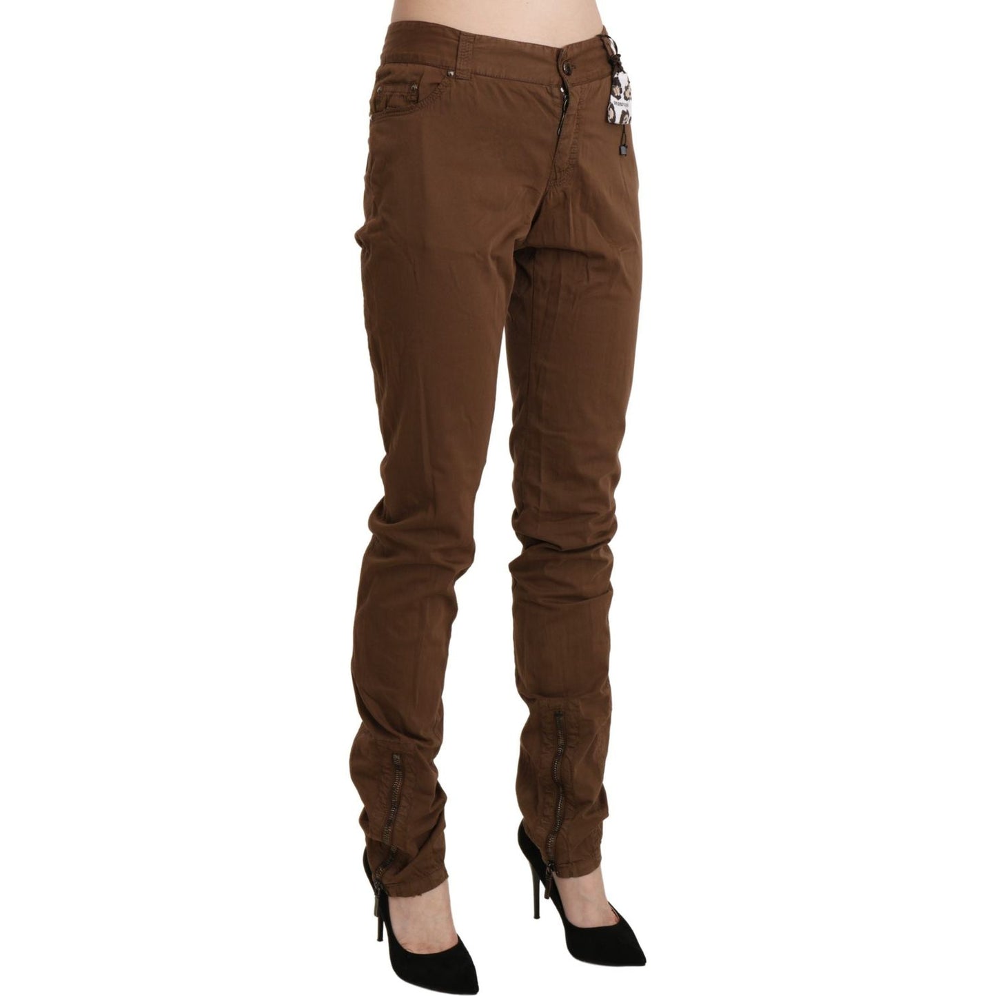 Ermanno Scervino Brown High Waist Skinny Trouser Cotton Pants PAN71138-44