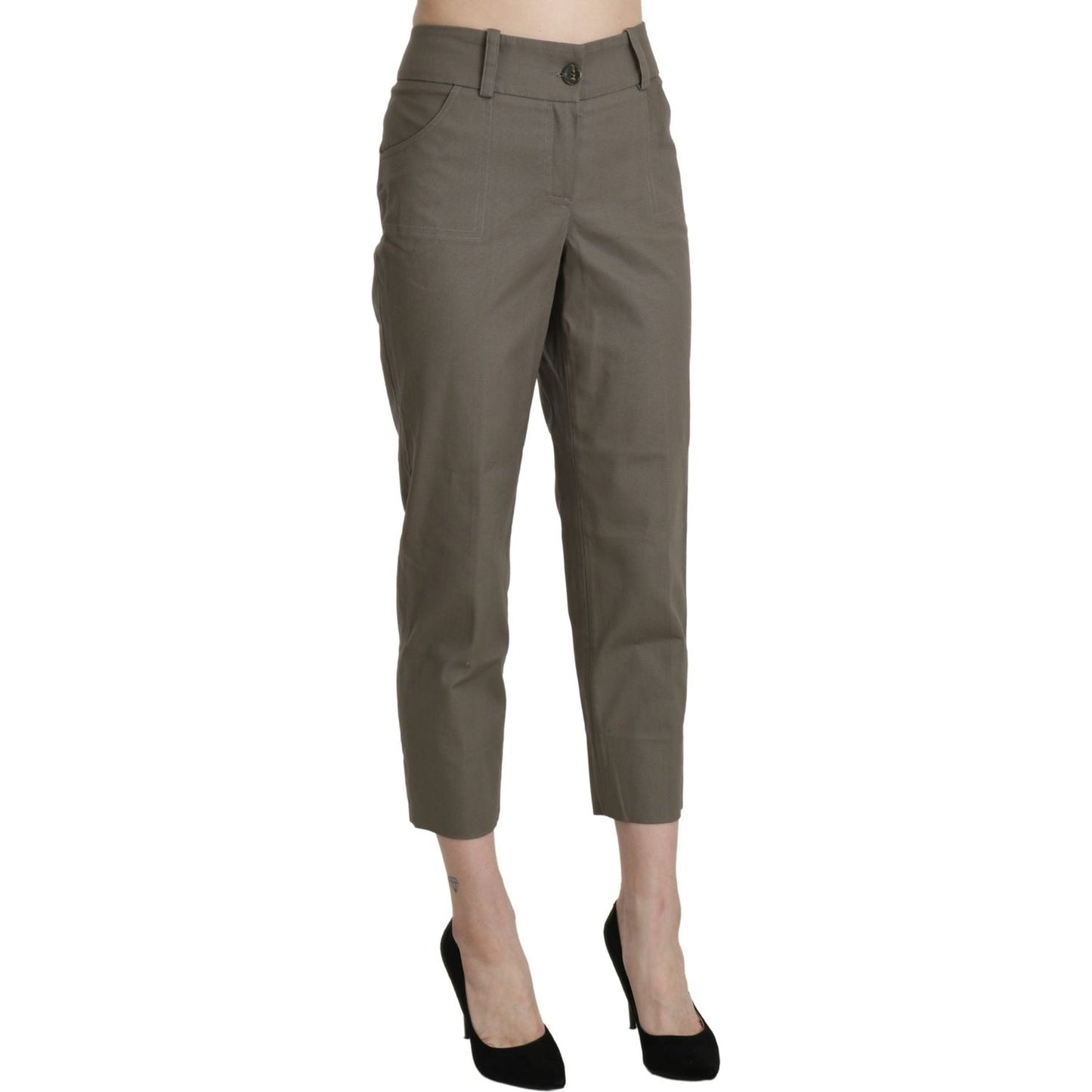 BENCIVENGA Gray High Waist Cropped Dress Trouser Pants