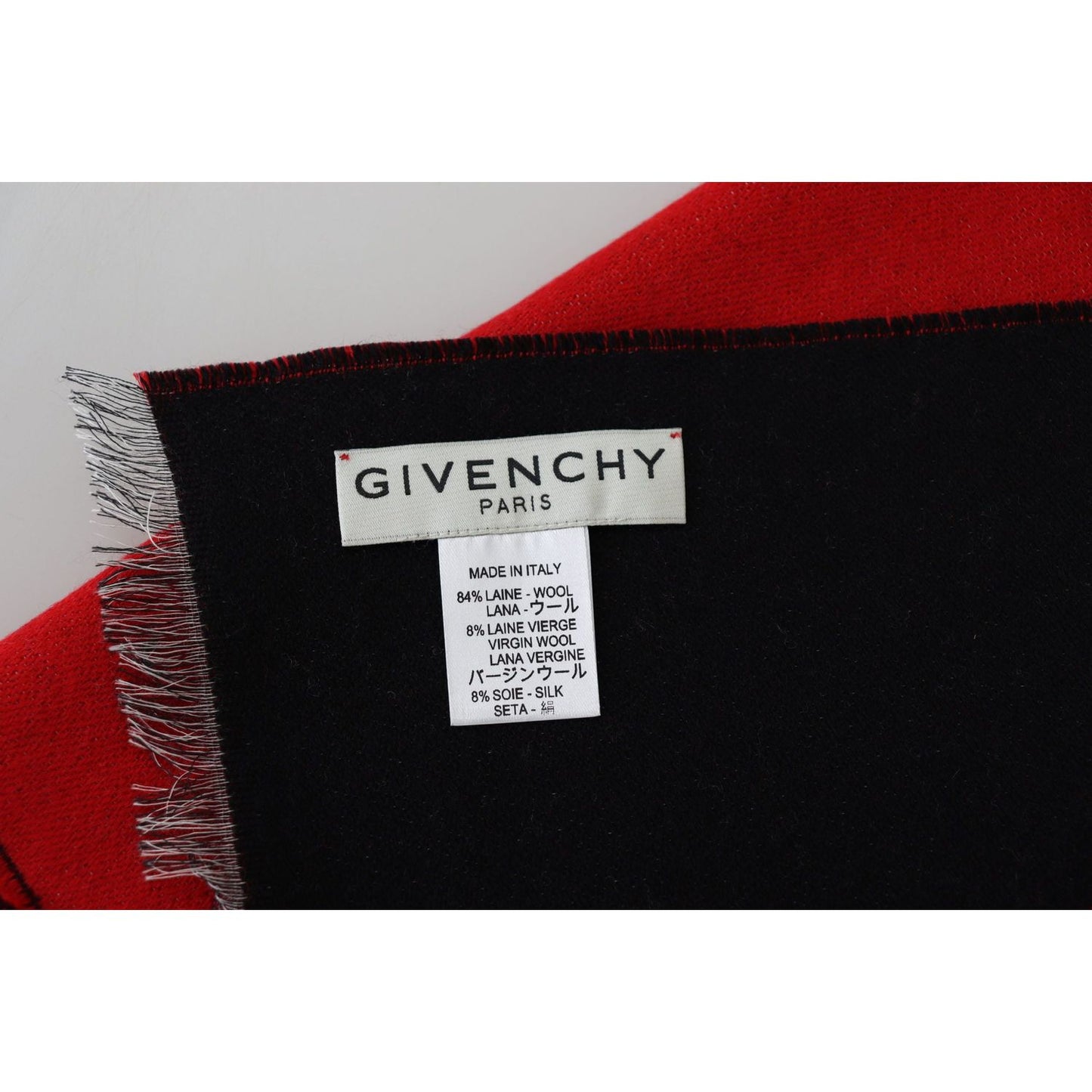 Givenchy Red Black Wool Unisex Winter Warm Scarf Wrap Shawl BGMS1845
