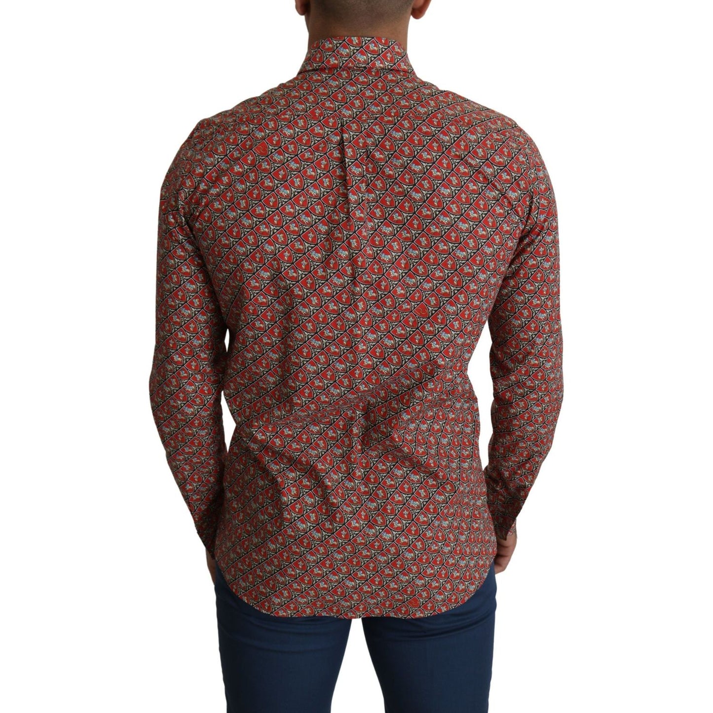 Dolce & Gabbana Red Printed Knight Formal Dress MARTINI Shirt TSH5369-39