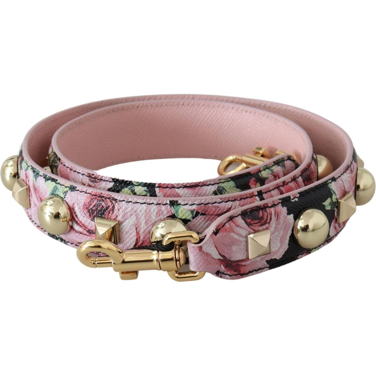 Dolce & Gabbana Pink Floral Gold Studs Bag Accessory Shoulder Strap