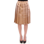 Andrea Incontri Brown Silk Solid Mini Pleated Skirt GSS10715-3