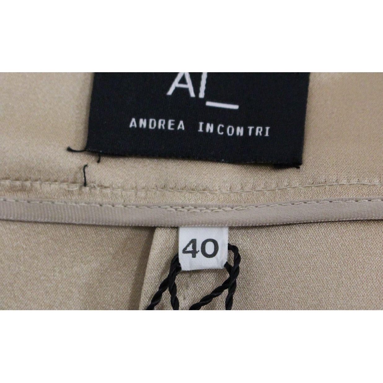 Andrea Incontri Brown Silk Solid Mini Pleated Skirt GSS10715-3
