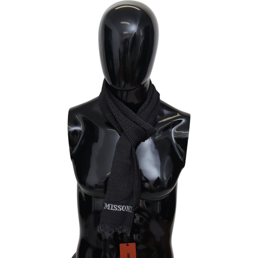 Missoni Black Wool Knit Unisex Neck Wrap Scarf