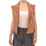 La Maison du Couturier Brown Leather Jacket Vest GSS10168-2