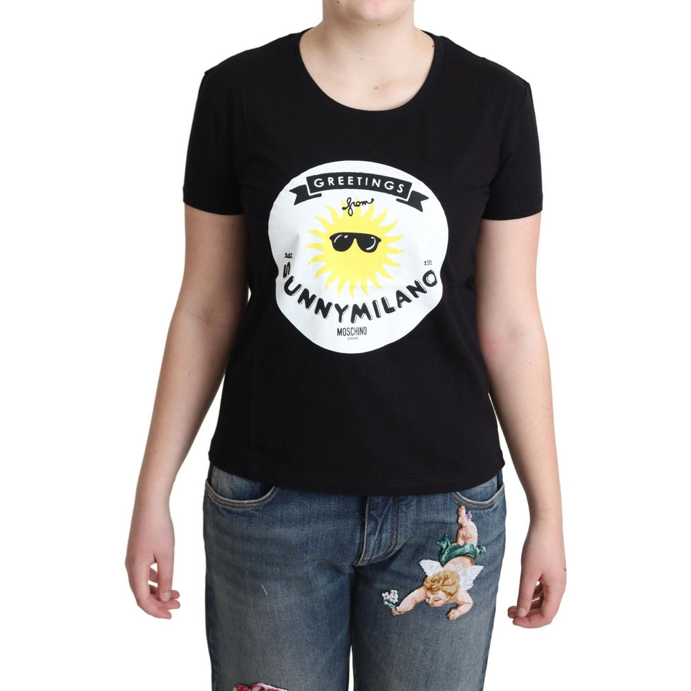 Moschino Black Cotton Sunny Milano Print T-shirt TSH5068-40