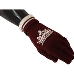 Dolce & Gabbana Red White D&G Logo Crown Cashmere Gloves LB3053 -S