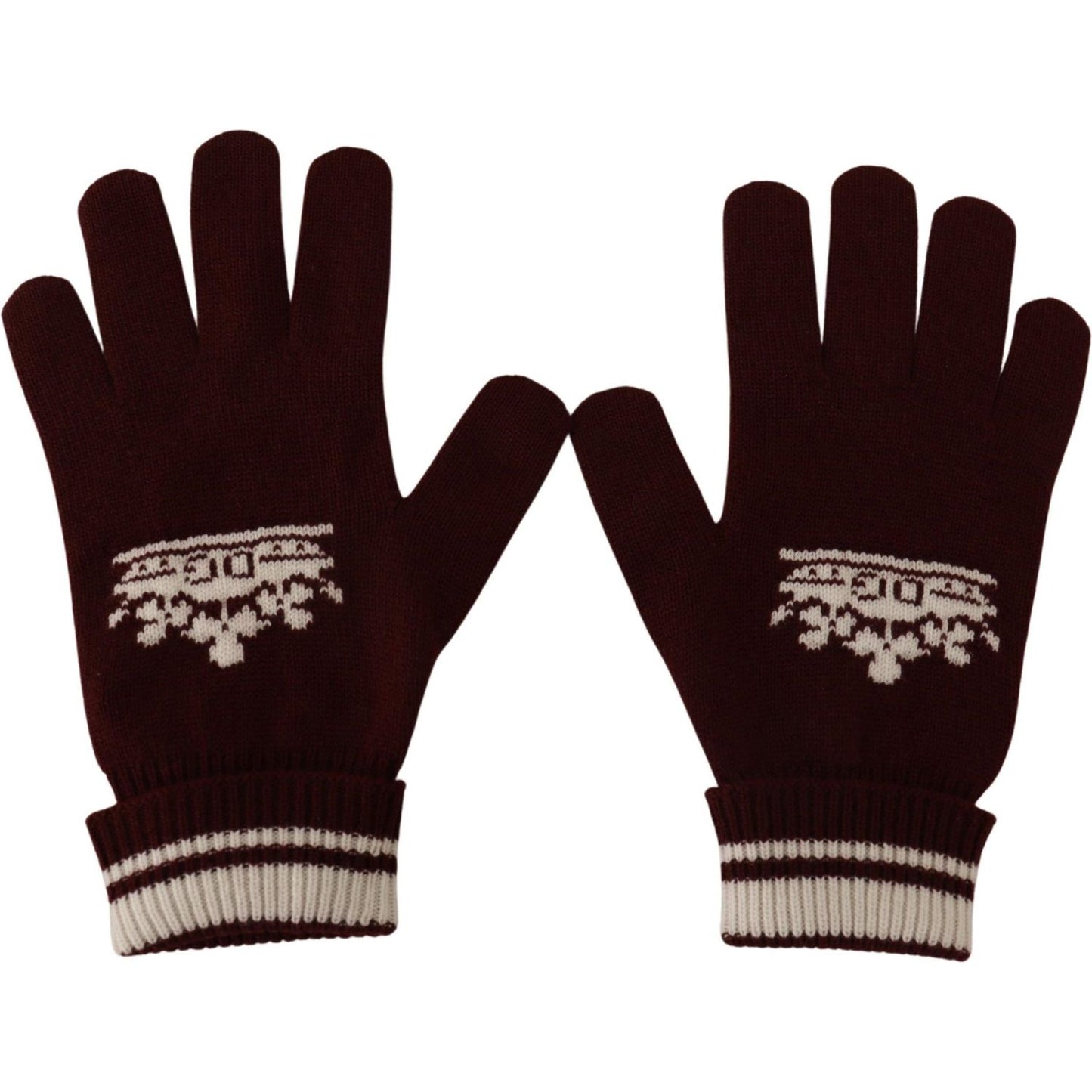 Dolce & Gabbana Red White D&G Logo Crown Cashmere Gloves LB3053 -S