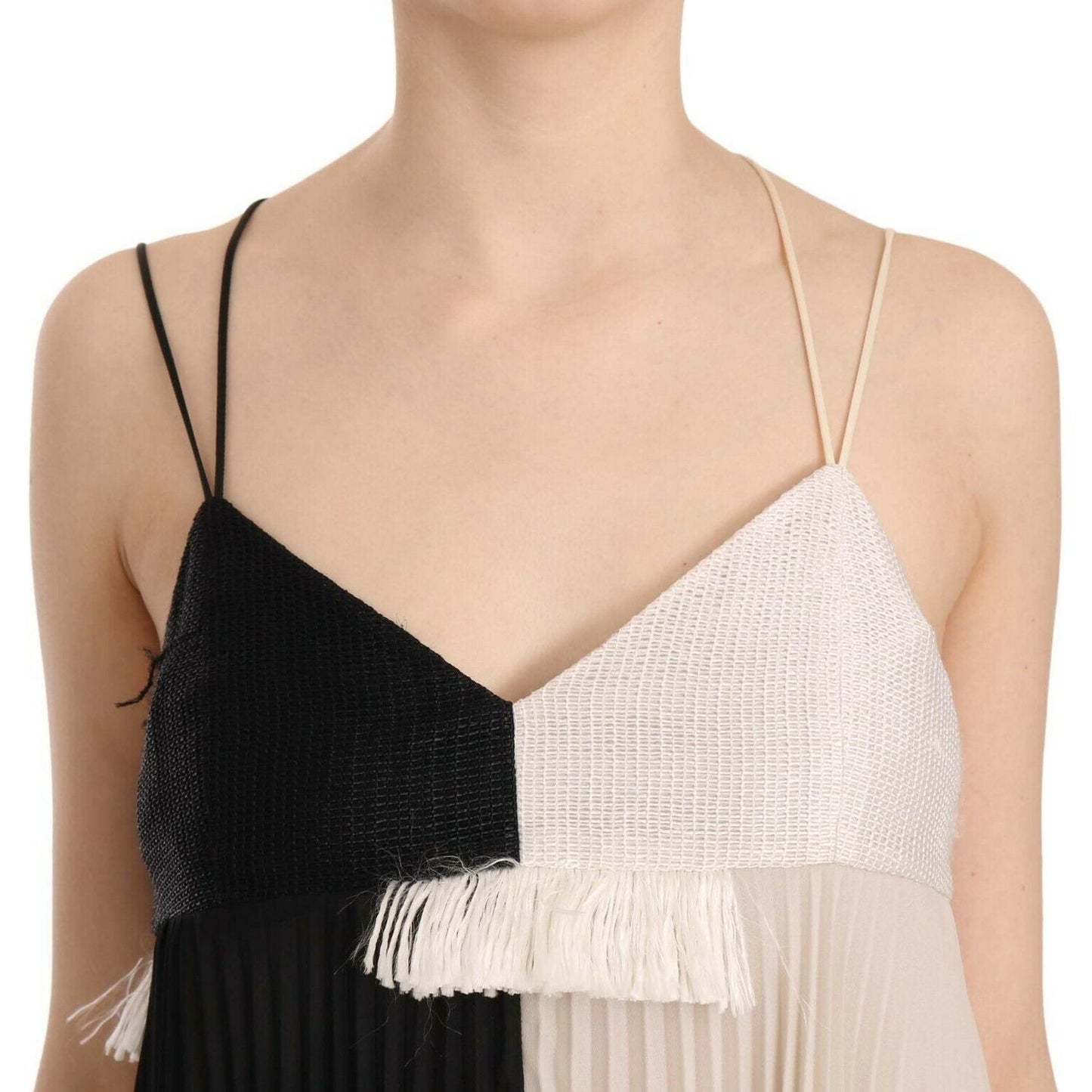 PINKO Black and White Mini Sleeve less A-line Princess Dress WOMAN DRESSES