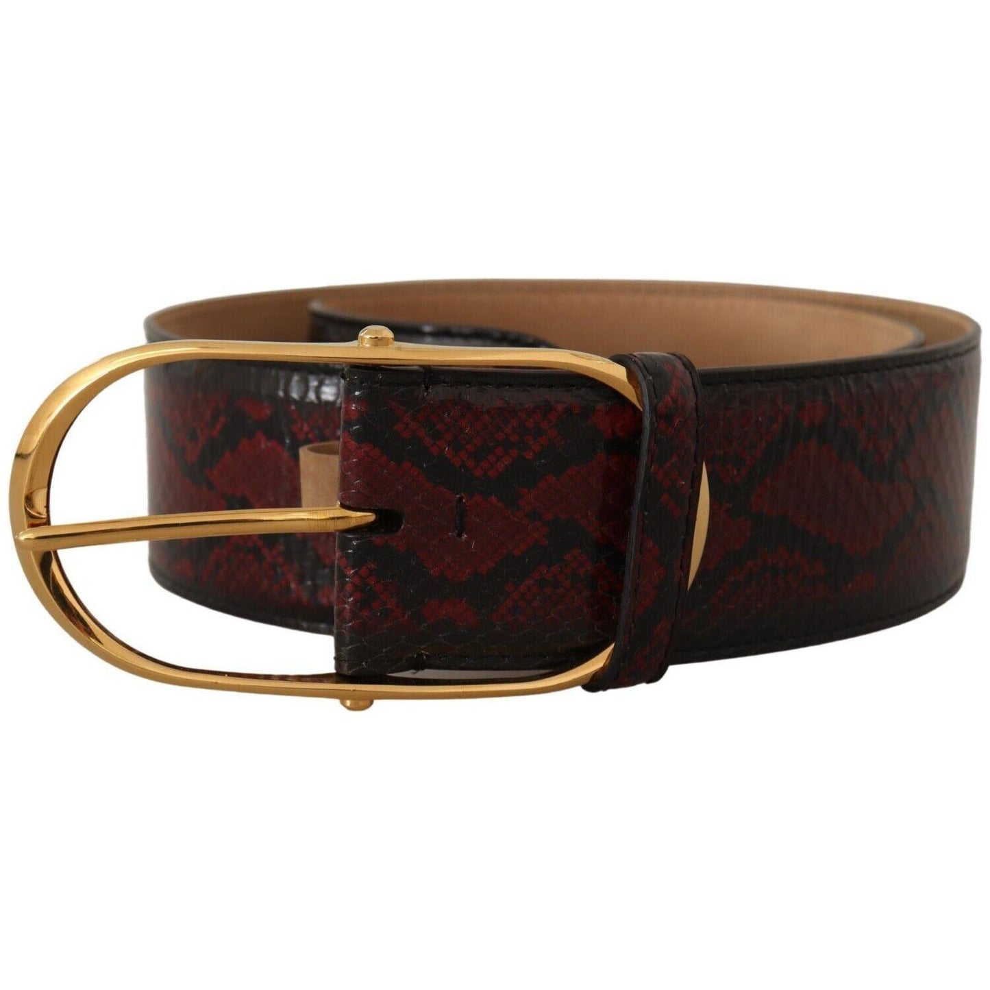 Dolce & Gabbana Red Exotic Leather Gold Oval Buckle Belt BEL8365 - 75