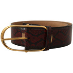 Dolce & Gabbana Red Exotic Leather Gold Oval Buckle Belt BEL8365 - 75