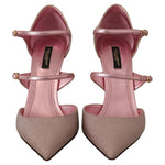 Dolce & Gabbana Pink Glittered Strappy Sandals Mary Jane Shoes LA9592 - 39