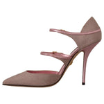 Dolce & Gabbana Pink Glittered Strappy Sandals Mary Jane Shoes LA9592 - 39