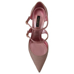 Dolce & Gabbana Pink Glittered Strappy Sandals Mary Jane Shoes LA9592 - 39