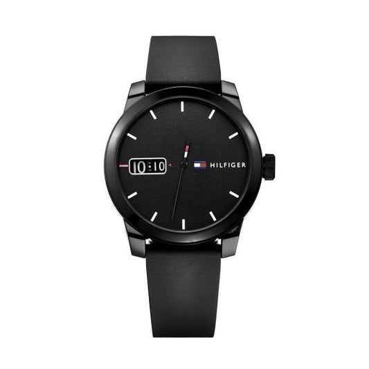 TOMMY HILFIGER Mod. 1791382 gents quartz analog watch with black dial and mineral glass, 41mm case, 3 ATM water resistance, official box