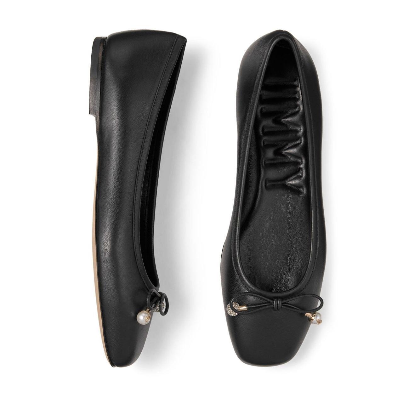Jimmy Choo Elme Flat with Pearl embellishment ELMEFLATNAPBLACK-P25