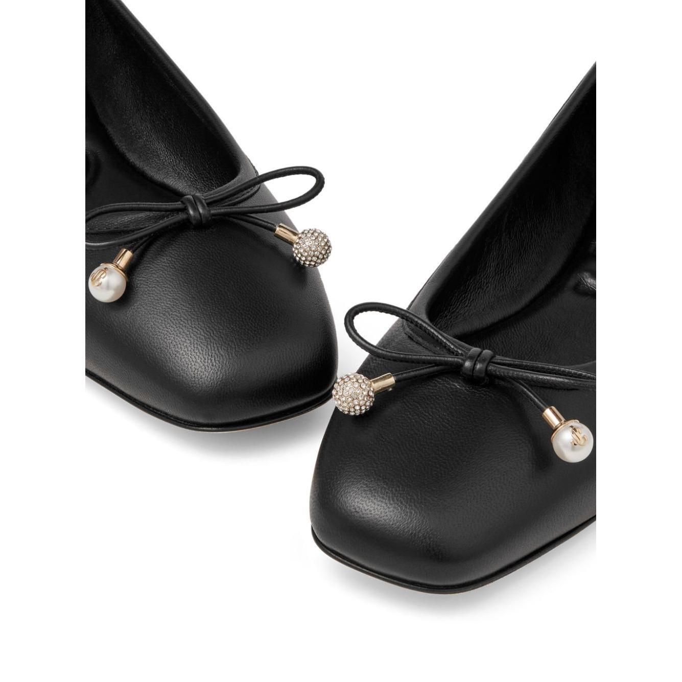 Jimmy Choo Elme Flat with Pearl embellishment ELMEFLATNAPBLACK-P25