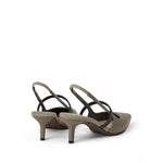 Brunello Cucinelli City Heels in Nappa Leather with Shiny Strap Medium Heel