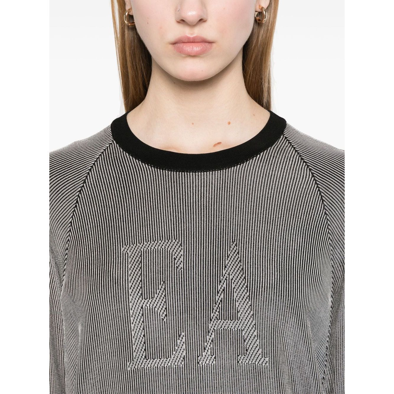 Emporio Armani Two-tone fisherman’s rib jumper with EA logo