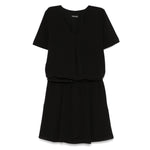 Emporio Armani Short dress with gathered waist and belt in flowing crepe Dresses