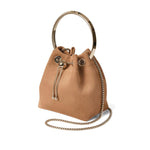 Jimmy Choo Toffee Suede Bag With Pearl Closure Shoulder