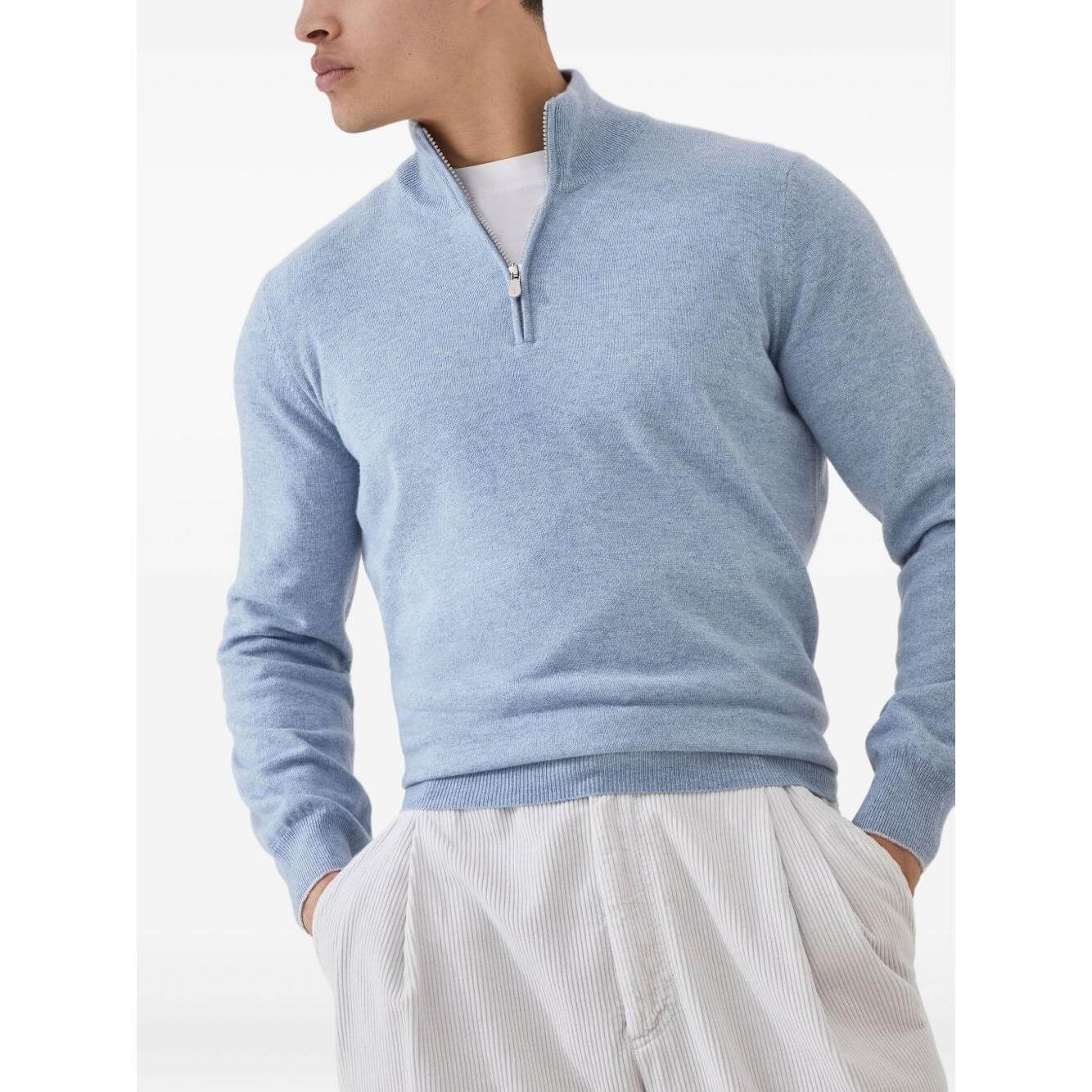 Brunello Cucinelli Sweaters Clear Blue Topwear