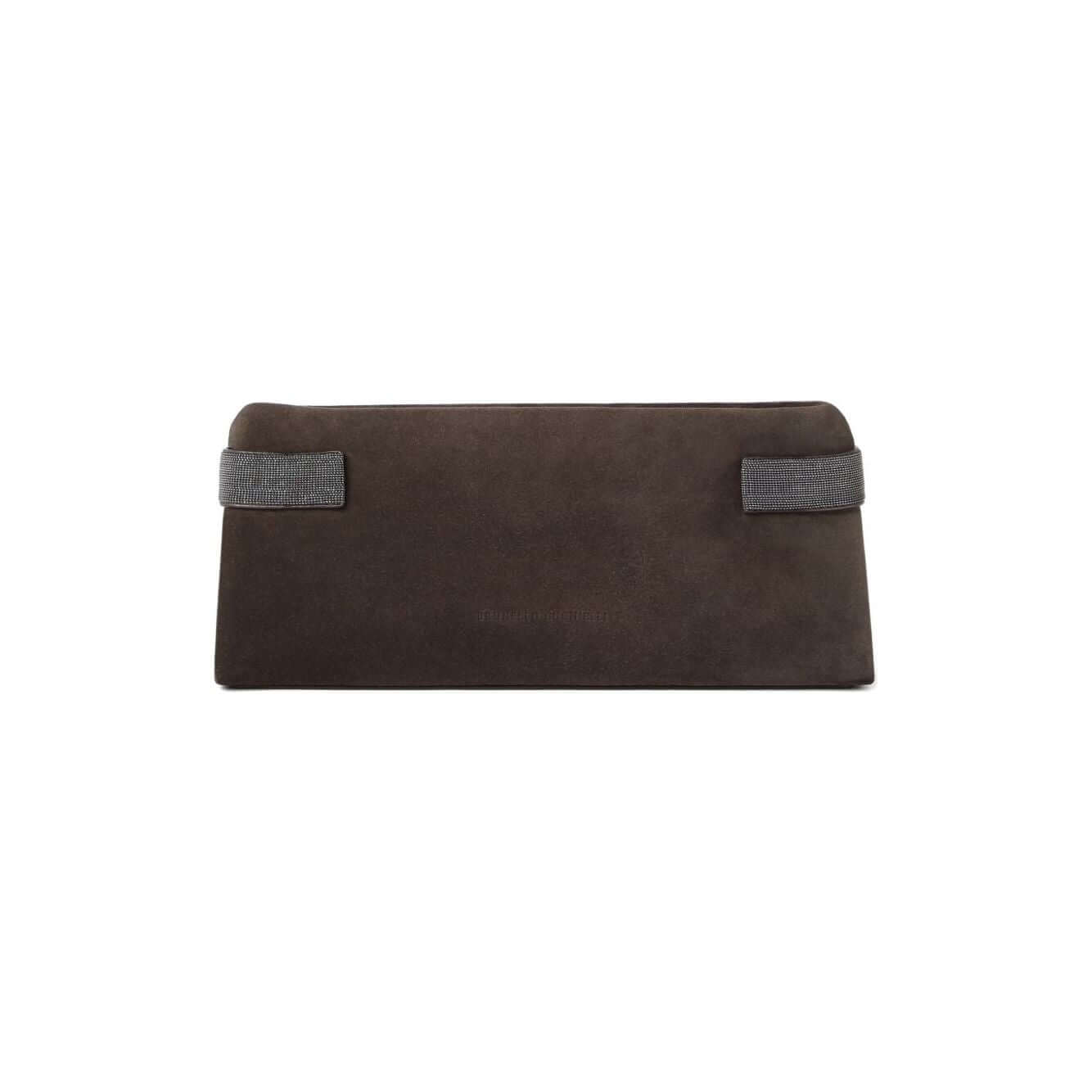 Brunello Cucinelli Essence pouch bag in suede with precious bands Clutches