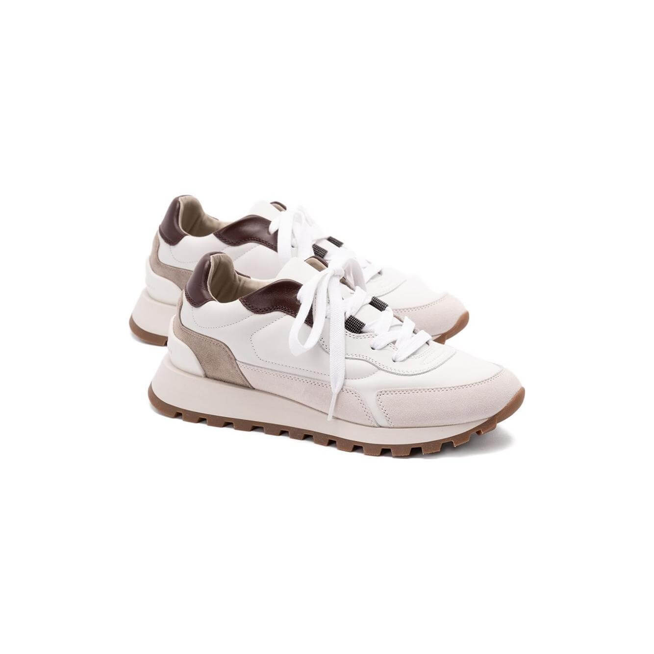 Brunello Cucinelli Calfskin and suede runners Sneakers