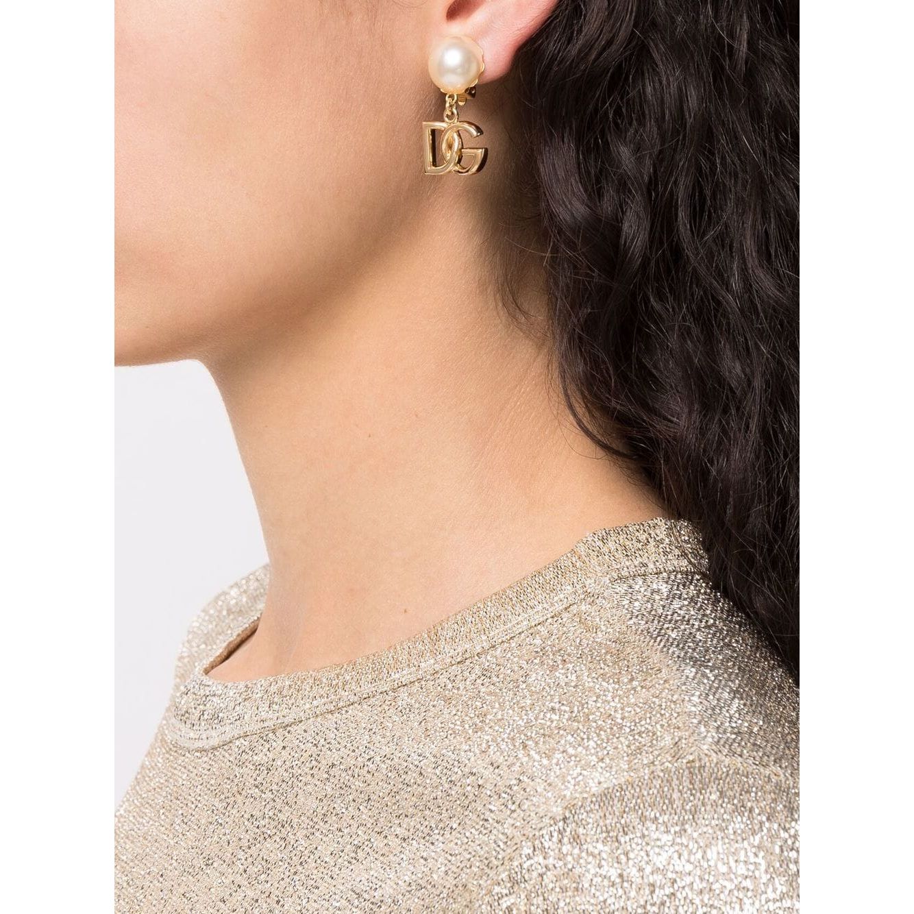 Dolce & Gabbana DG Logo and Pearl Earrings Jewellery