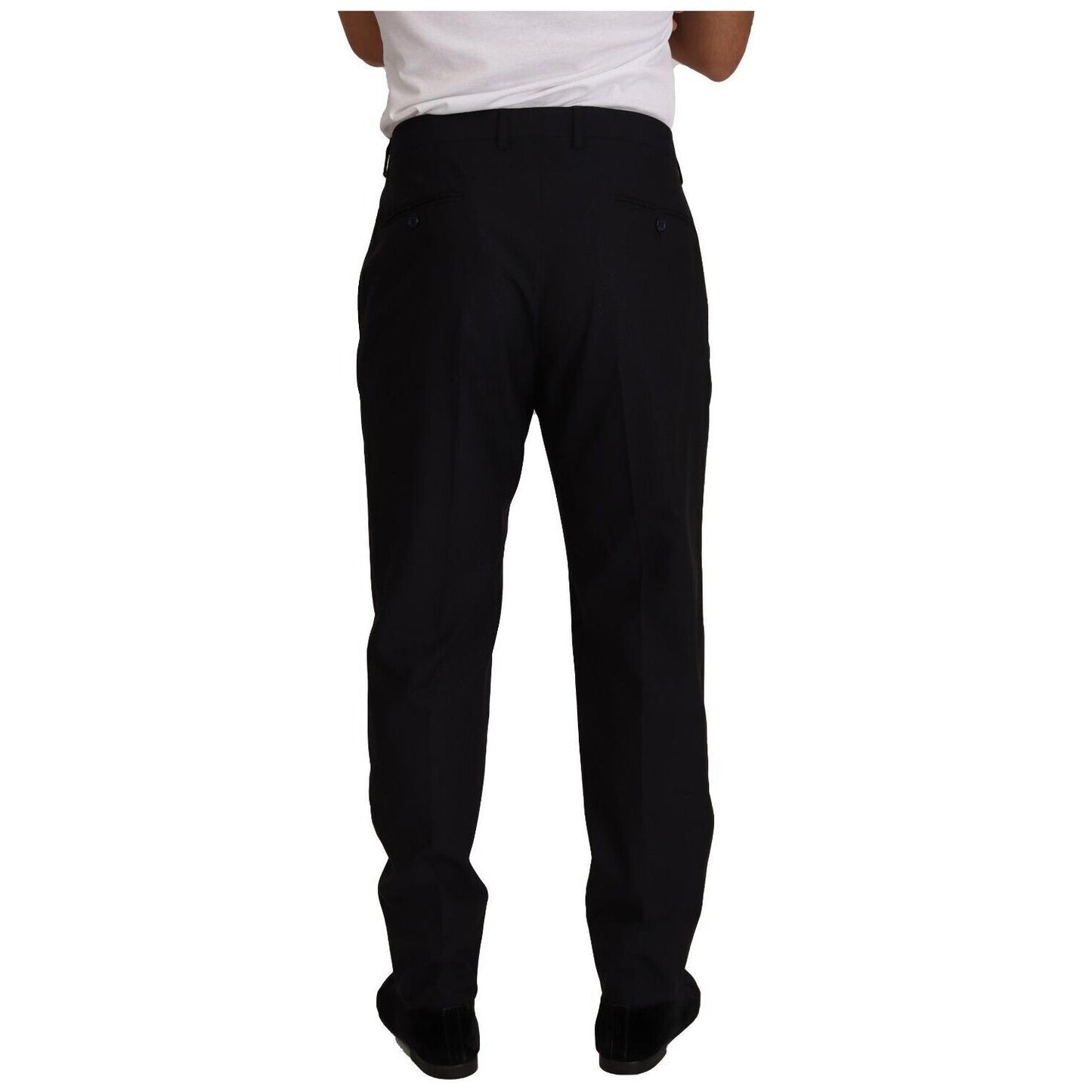 Dolce & Gabbana Blue Wool Silk Formal Trouser Dress Pants