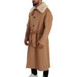 Dolce & Gabbana Beige Camel Skin Cashmere Shearling Overcoat Jacket JKT3246- 48