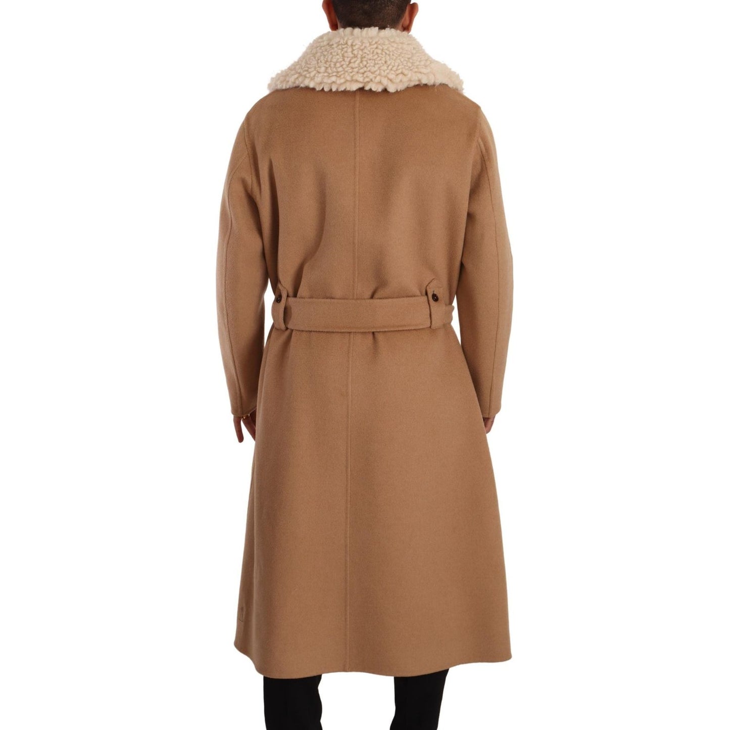 Dolce & Gabbana Beige Camel Skin Cashmere Shearling Overcoat Jacket JKT3246- 48