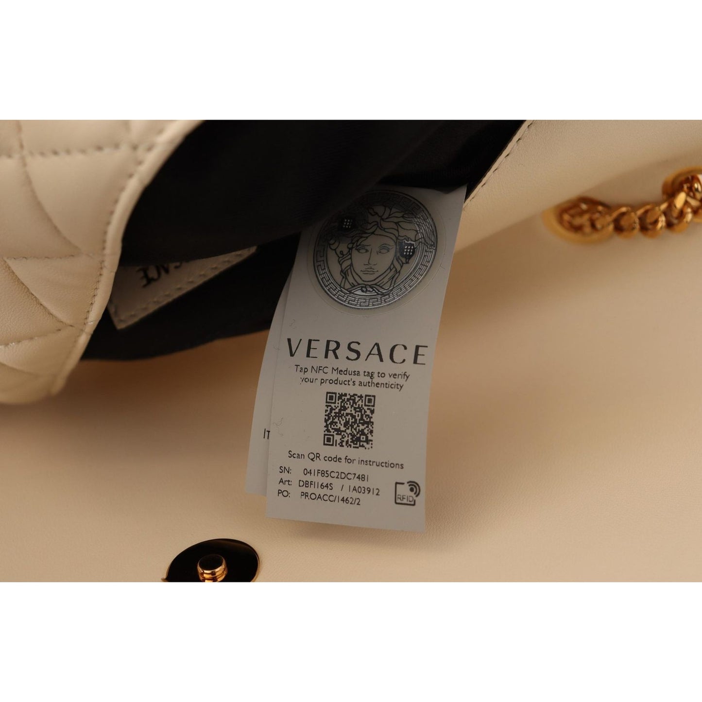 Versace Elegant White Nappa Leather Shoulder Bag 8054712068980