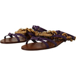 Dolce & Gabbana Purple Leather Devotion Flats Sandals Shoes LA9784- 35.5
