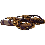Dolce & Gabbana Purple Leather Devotion Flats Sandals Shoes LA9784- 35.5