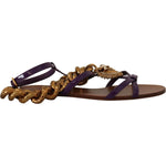 Dolce & Gabbana Purple Leather Devotion Flats Sandals Shoes LA9784- 35.5